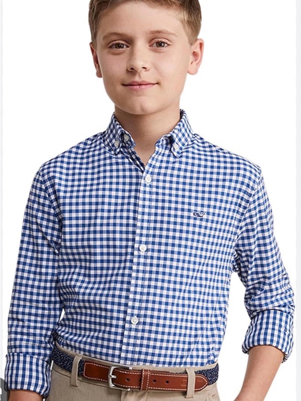 Vineyard Vines Navy & White Gingham Button-Down Shirt